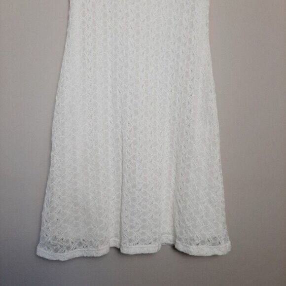 DONNA White Lace Stretchy Knee Length Midi Dress Sz M - Picture 4 of 10
